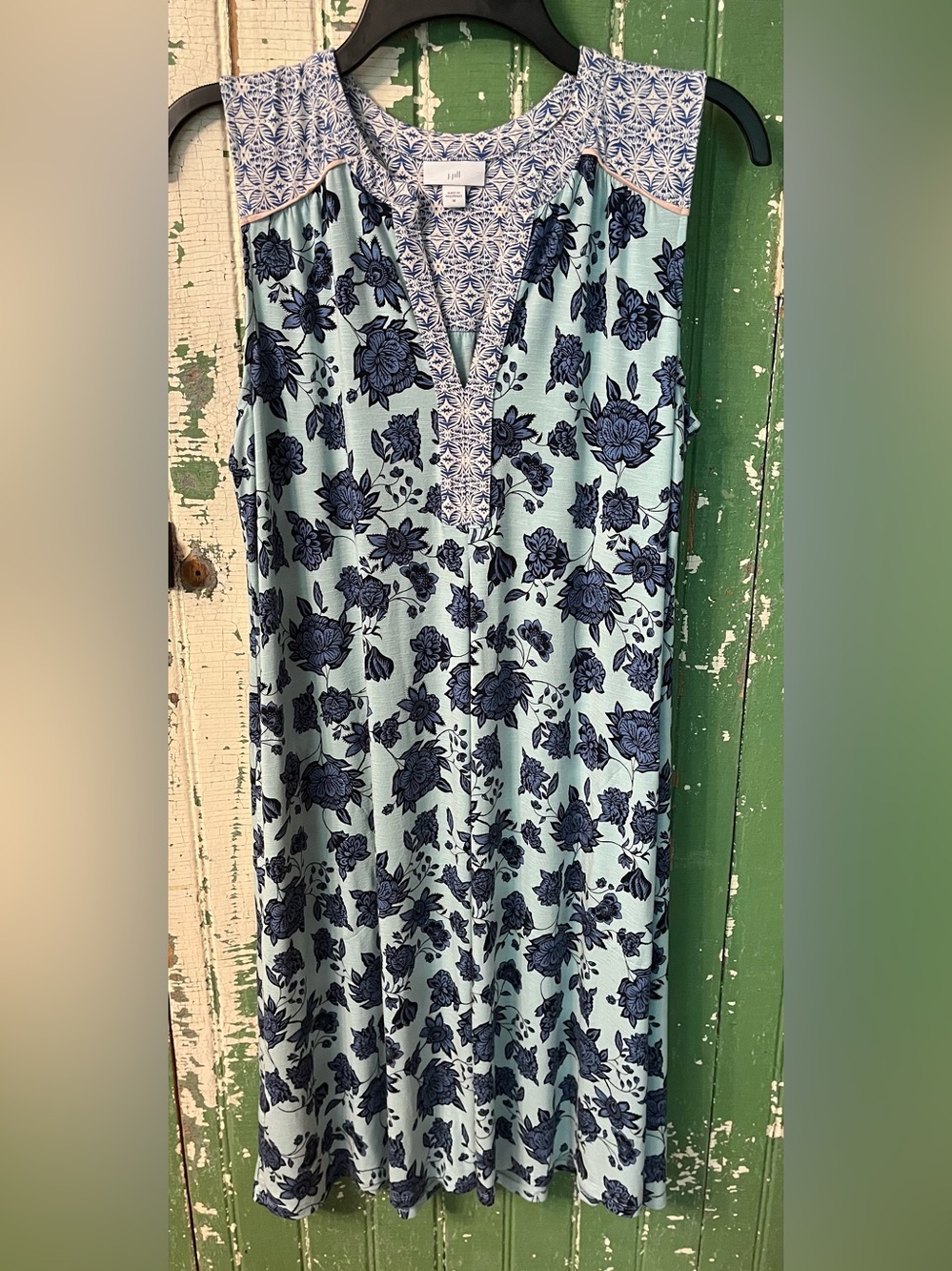 J Jill Dress Soft Floral Sleeveless Blue Size Medium